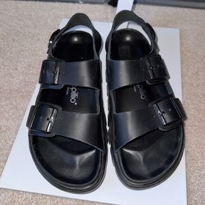Birkenstock Papillio Milano Chunky Exquisite Leather Narrow Black EUR 39 / US 8